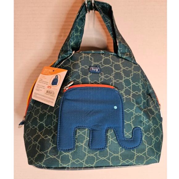 lug Other - Lug Lunch Tote New tag ChooChoo Elephant  design Teal Green Yellow Orange Zipper